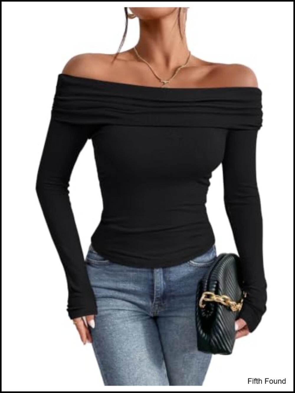 Off Shoulder Long Sleeve Fitted Top Sexy Going Out Shirt